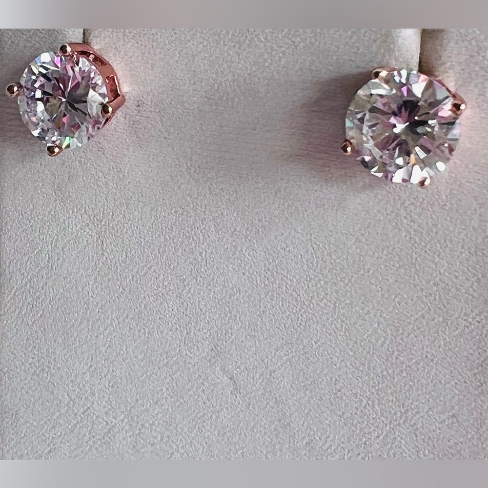 Joan Boyce 🆕 Rose Gold tone stud cubic zirconia pierced earrings